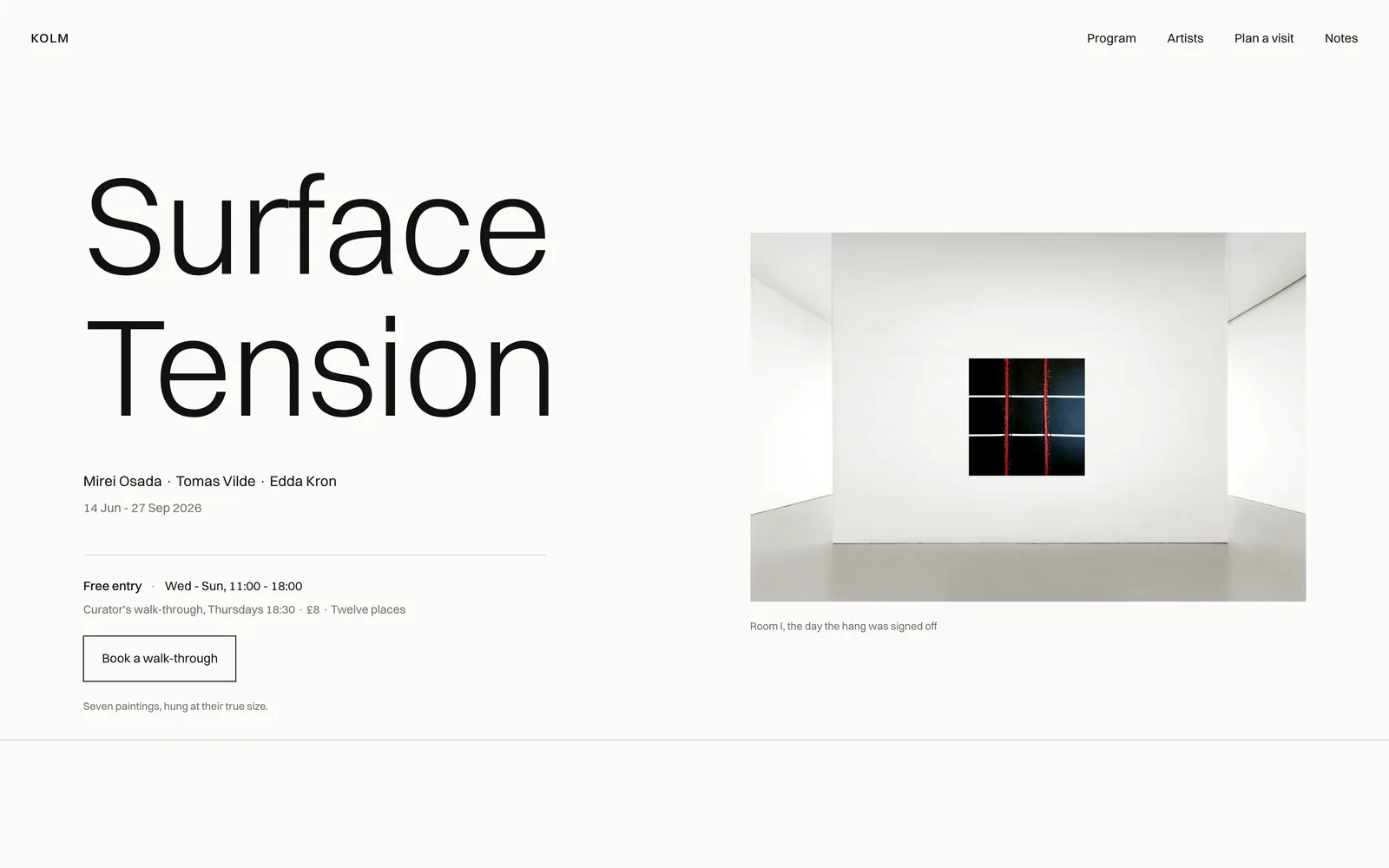 The KOLM landing page at desktop width
