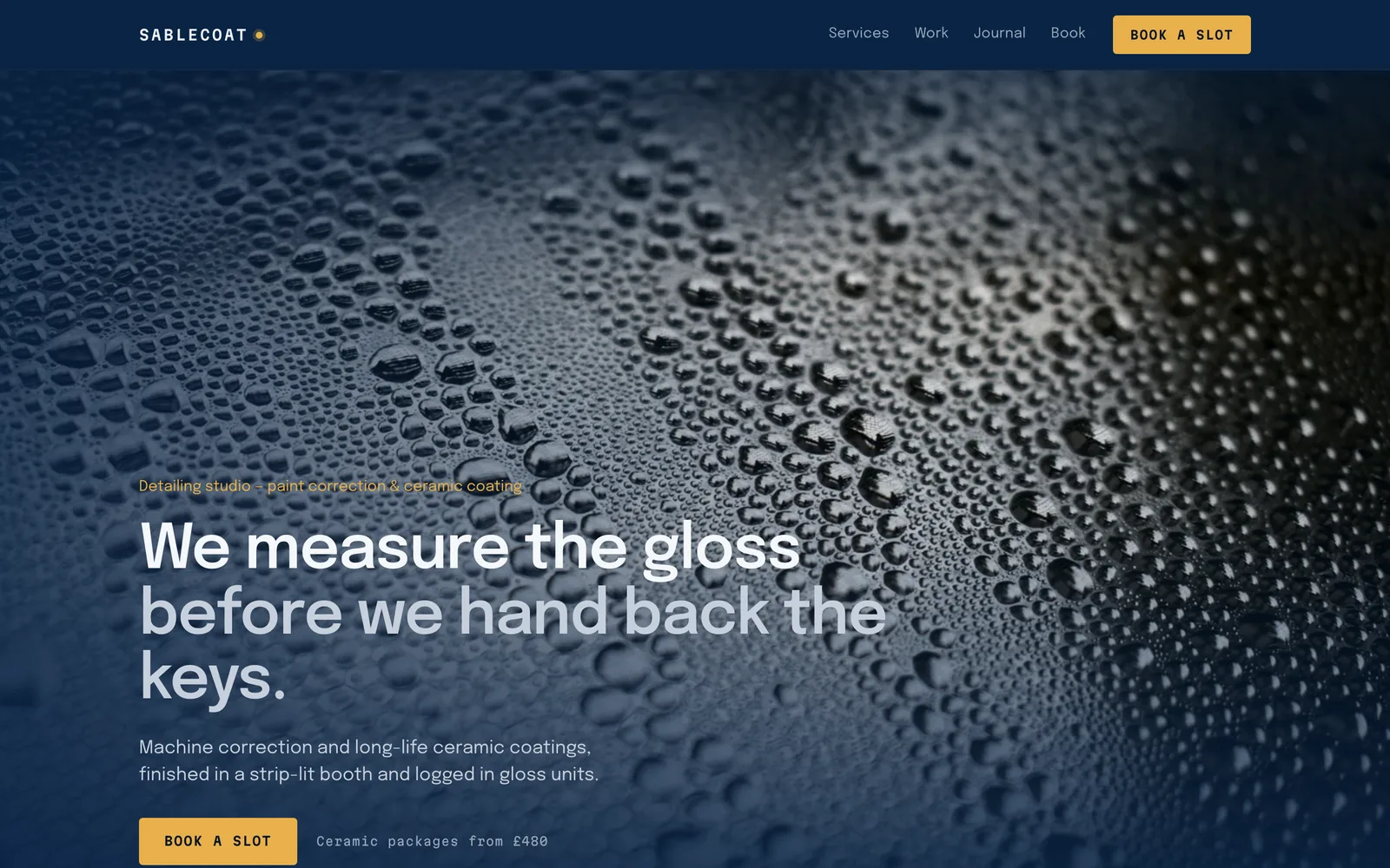 Car Detailing Website Template: the SABLECOAT demo home page