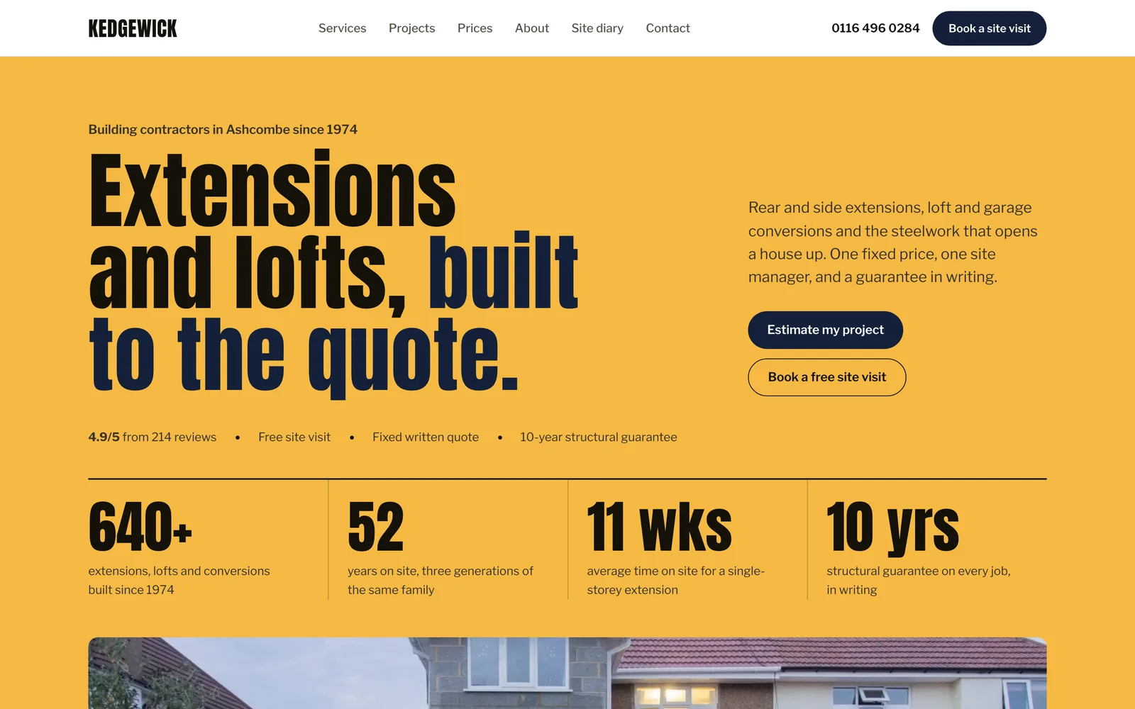 Construction Website Template: the KEDGEWICK demo home page