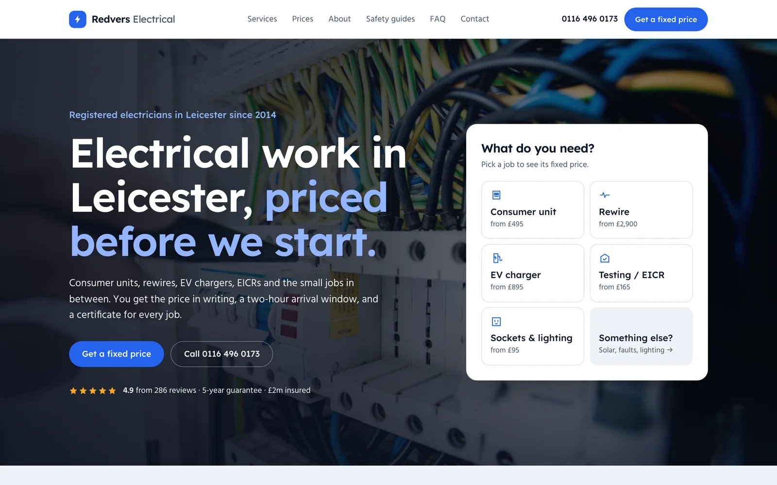 Electrician Website Template: the REDVERS ELECTRICAL demo home page