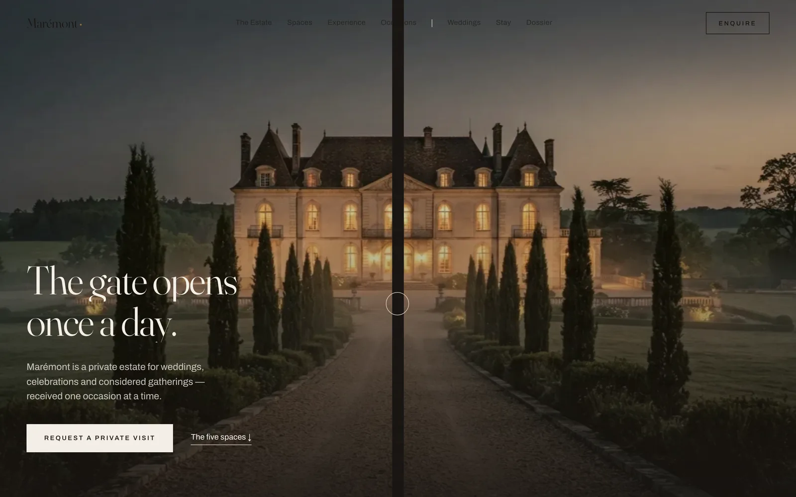 The Marémont landing page at desktop width