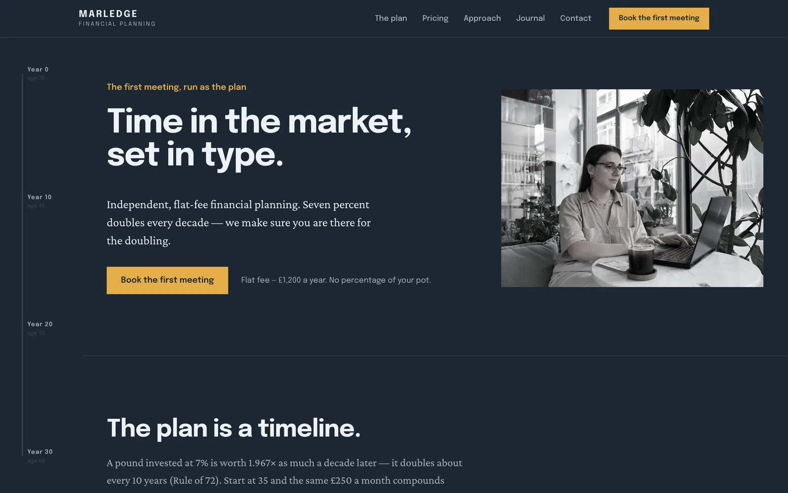 Financial Advisor Website Template: the MARLEDGE FINANCIAL PLANNING demo home page