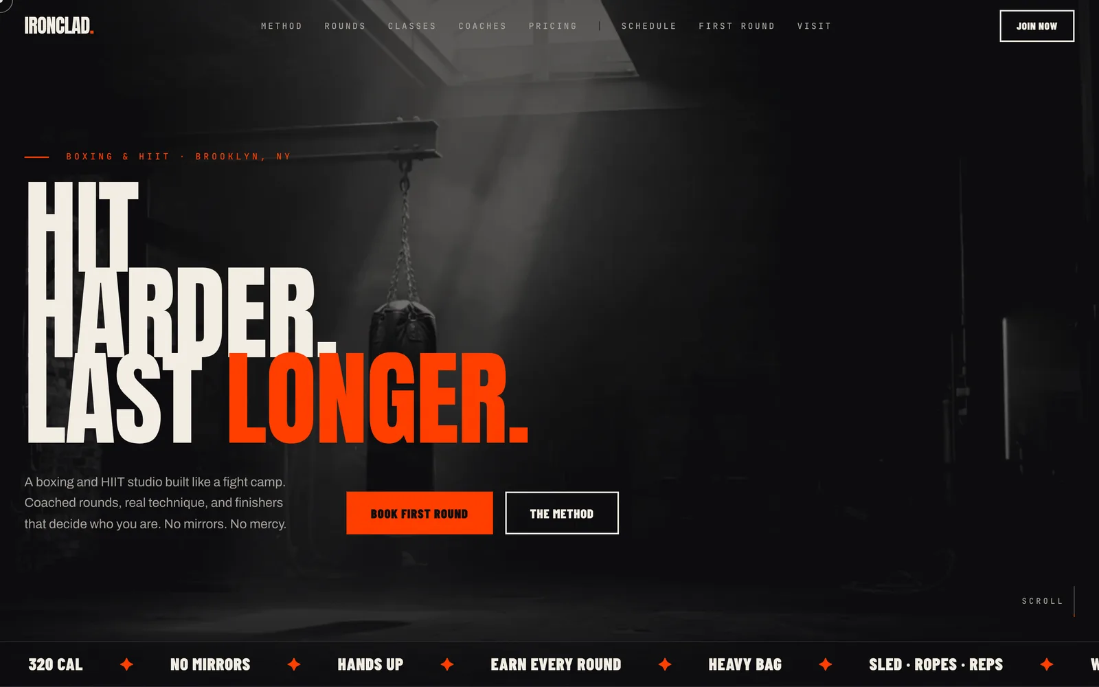 The IRONCLAD landing page at desktop width