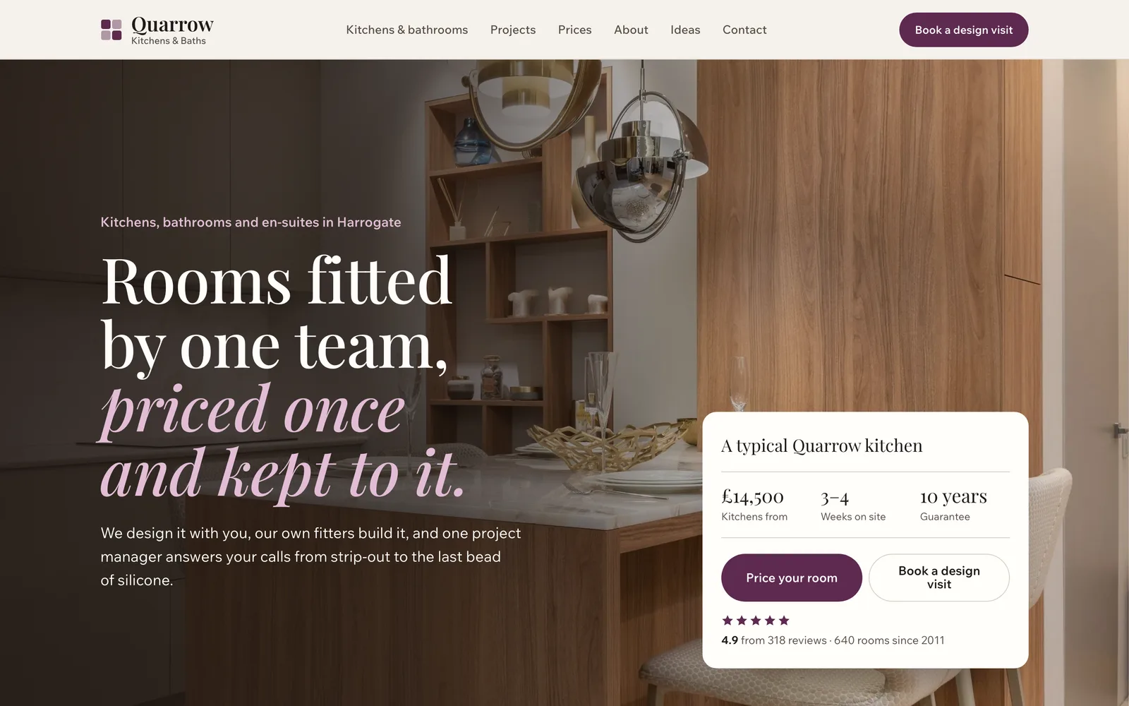 Kitchen Remodeling Website Template: the QUARROW KITCHENS & BATHS demo home page