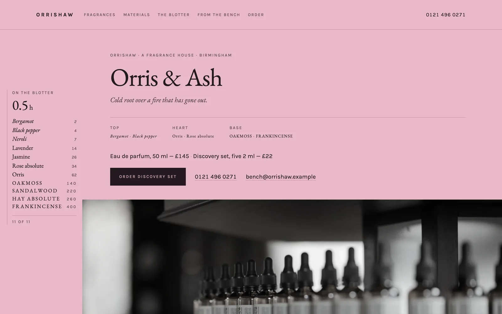 The ORRISHAW landing page at desktop width