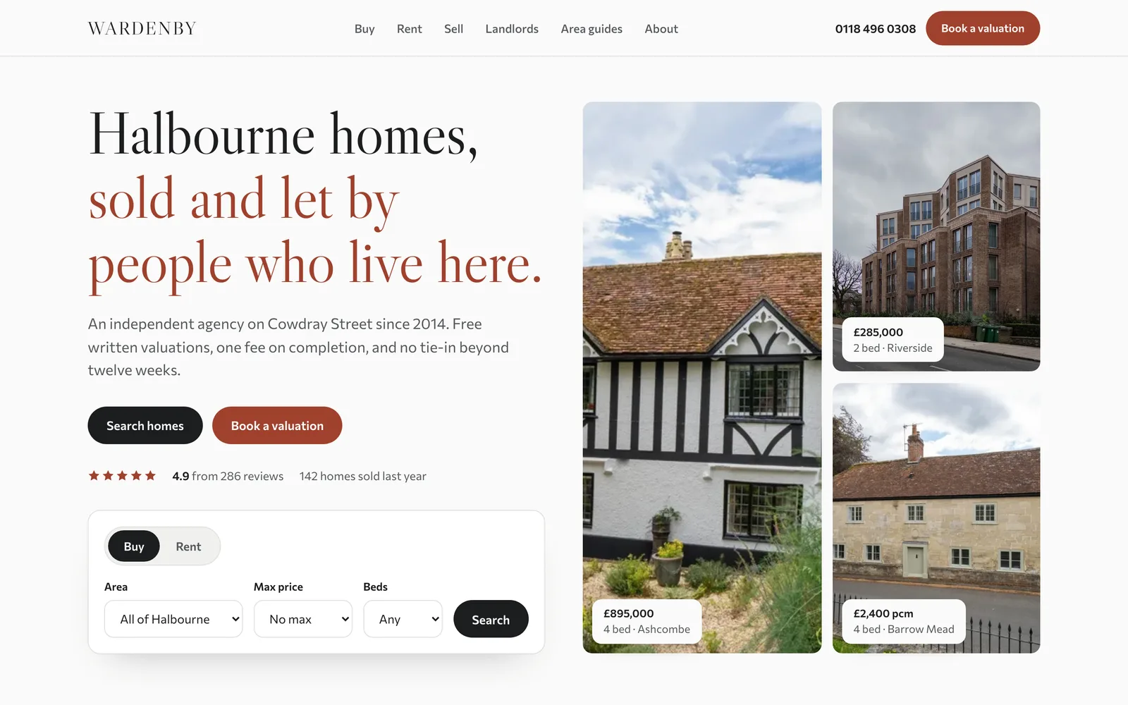 Real Estate Website Template: the WARDENBY demo home page