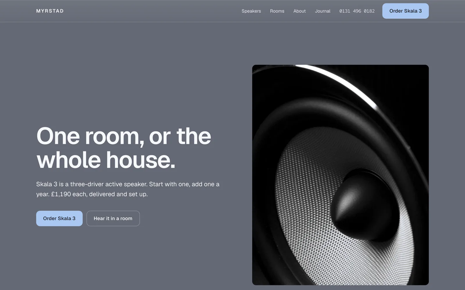 Product Landing Page: the MYRSTAD demo home page